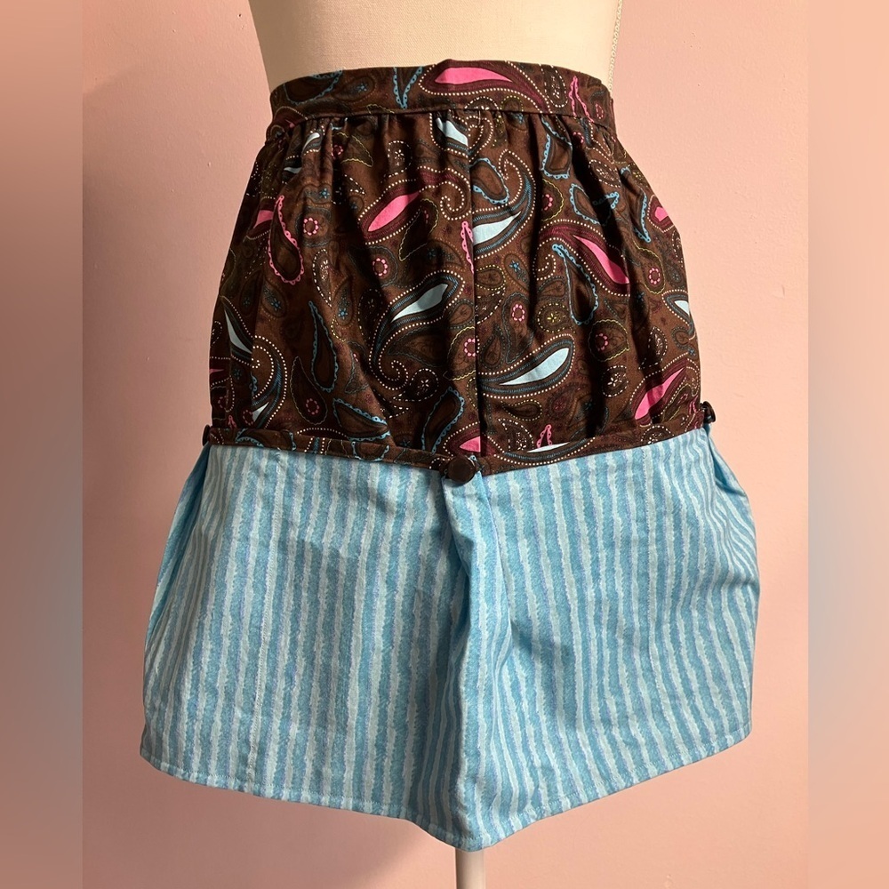 Handmade Women’s Apron, Brown/Blue